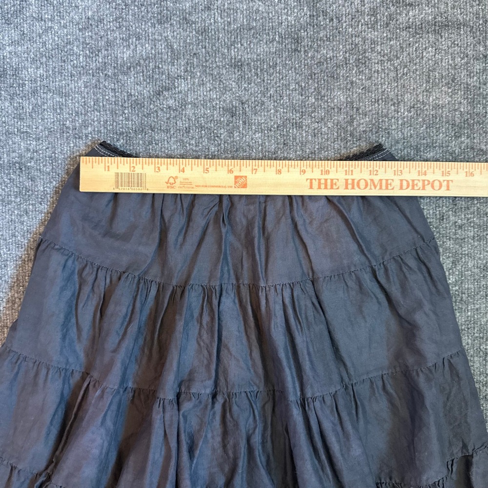 Y2K Julie's Closet Womens Tiered Ruffle Boho Skirt Lace Trim Charcoal Grey Sz M - Picture 7 of 8